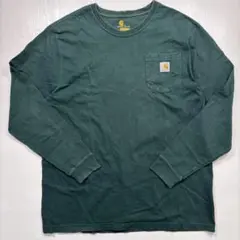 〈47〉Carhartt 長袖Tシャツ　ポケットT パッチロゴ　緑　グリーン