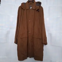 ブラウン ステンカラーコート フード付き 男性用コート