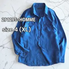 美品 291295オム 麻100% リネン 長袖 ウエスタンシャツ 4 ブルーのサムネイル
