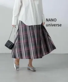 【古着】NANO universe ギャザーボリュームチェックスカート