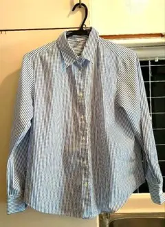 GU 青と白のストライプ 長袖シャツ S
