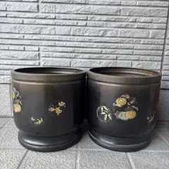 唐金　火鉢　美術火鉢　手あぶり　丸台　レトロ　アンティーク ２個セット 唐金美術火鉢 丸台 2個セット (手あぶり) - メルカリ