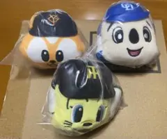 プロ野球マスコット フェイスぬいぐるみ　ジャビット、トラッキー、ドアラのセット