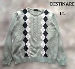 DESTINARE クルーネック アーガイル柄 ニットセーター LL