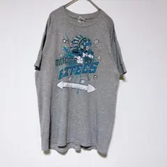 ギルダン 半袖Tシャツ クルーネック プリント M 灰色 綿ポリ ストリート