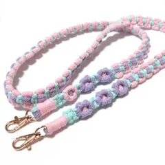 【6/30まで値下げ】【全長約125cm】フラワー&リボン　スマホショルダー