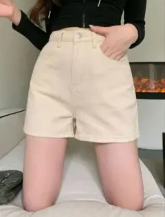 SHEIN デニムショートパンツ 白 アイボリー