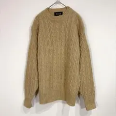 【M】長袖ケーブルニット セーター ウール混