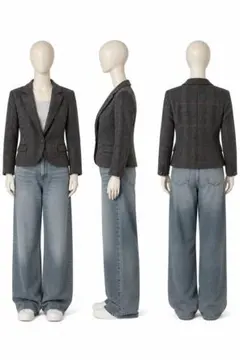 ZARA BASIC チェック柄 テーラードジャケット M エルボーパッチ