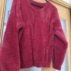 フワフワ　フェザーニットセーター Vネック 前後2ウェイ　長袖