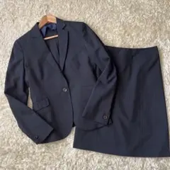 【美品】オリヒカ　スーツ　紺　ストライプ　洗えるセットアップ　ウォッシャブル