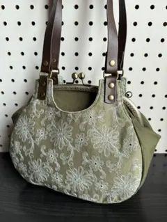 ★ブラックウォッチ柄＊あおりがま口バッグ・ハンドメイド＊C&Sタグ＊リネンキルティング＊BW がま口バッグ - 手作り屋万莉がま口まり先生・がま口キット＆動画講座