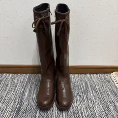 【新品・未使用】レインシューズ　ブーツブラウン　茶　合皮　サイドファスナーブーツ