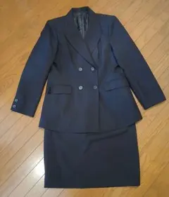 後ろスリット入り　スカート　スーツ　ダブル　ネイビー 11号　まとめ購入特典有