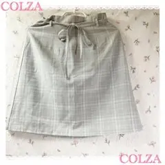 COLZA チェック柄 ひざ丈スカート リボン付きのサムネイル