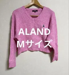 ALAND エーランド　Vネック ニット　ピンク　Mサイズ セーターのサムネイル