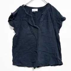 ノースリーブシャツ ブラック 黒 【S】無地 肩デザイン