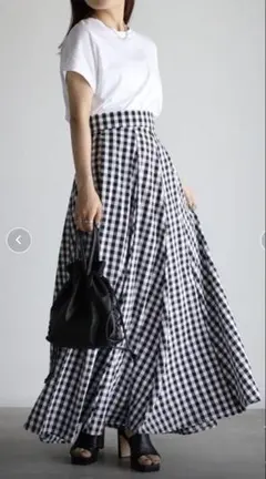 sakishimatokyoギンガムチェック/無地ボリュームフレアマキシスカート