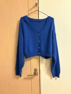 INGNI イング ブルー Vネッククロップドカーディガン M