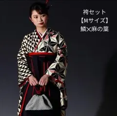 卒業袴セット【二尺袖着物・袴・半幅帯】Mサイズ 卒業式 大学生 黒 赤