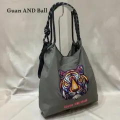 Guan AND Ball 虎刺繍 ナイロン ショルダーバッグ グレー