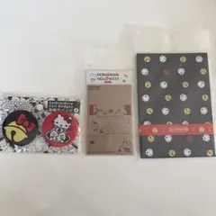 ドラえもん ハローキティ 刺繍バッジ 2個セット