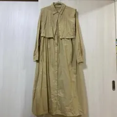 ワンピース　イエロー　春　ボレロ　Aライン　長袖　襟　シャツワンピース　綿100