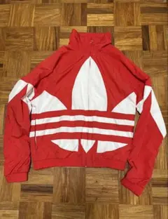 adidas ナイロンジャケット L レッド/ホワイト