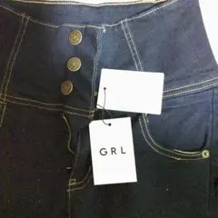 タグ付グレイル ハイウエストストレッチスリムデニムパンツ