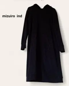 mizuiro ind ベロア生地フード付き黒ワンピース