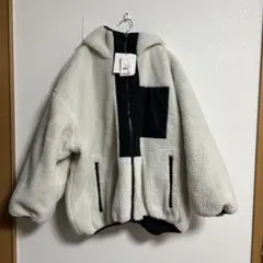 新品　2way リバーシブル　ボア　ブルゾン　ブラック　厚手　大きいサイズ