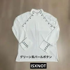 ISXNOTホワイト スタンドカラー シャツ　ドレスシャツ