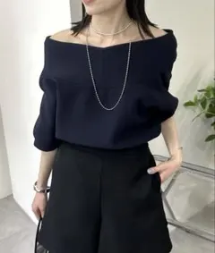 衿付きワイドネックカーディガンのサムネイル