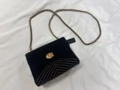 COACH ベルベット チェーンショルダーバッグ スタッズ