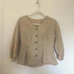 GU 七分袖　シャツ　シャツジャケット　ジャケット　ベージュ　S