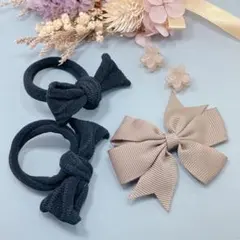 【H-5】 ヘアアクセサリー 3点セット ヘアゴム ヘアクリップ リボン 花