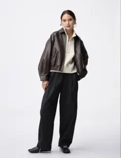 ジーユー バレルレッグプルオンパンツQ ブラック