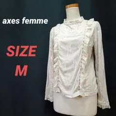 axes femme　アクシーズファム　フリルレースブラウス　花柄　M