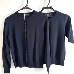 Reflect アンサンブル ネイビー M 半袖ニット ビジュー カーディガン