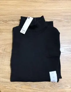 GU ミラノリブタートルネックセーター　メンズ　ブラック　M