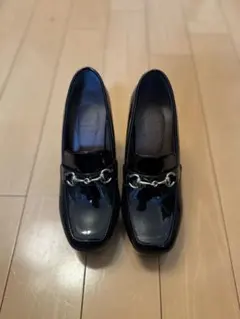 黒 高ヒール ローファータイプMサイズ