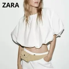 ザラ　ZARA　レディース　バルーンポプリントップス　S　ホワイト