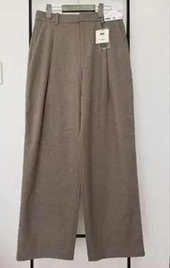 【未使用】丈長め(77cm)ユニクロ ブラッシュドジャージータックワイドパンツ