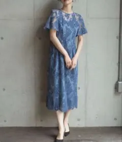 kaene 総レース レースマーメイドドレス　ブルー 38 結婚式 パーティーのサムネイル