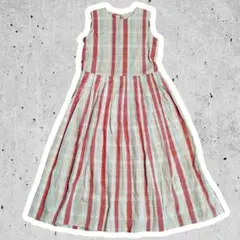 ナノユニバース ストライプ マキシワンピース チェック フレア