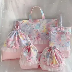 レッスンバッグ　体操着袋　上履き袋　お弁当袋　コップ袋の５点セット