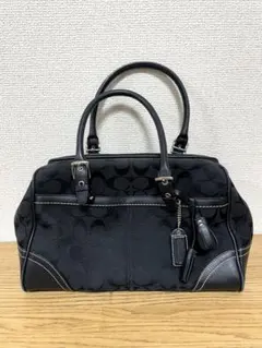 美品 COACH コーチ 8K05 ハンドバッグ シグネチャー ブラック