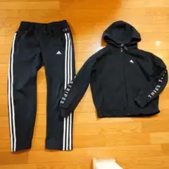 アディダスCLIMALITEジャージパーカー＆パンツセットアップM黒ブラック
