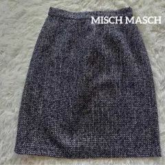 ⓬ミッシュマッシュツイード台形ミニスカートタイトチェックＭウエストゴム秋冬