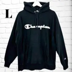 Champion パーカー ビッグロゴ ブラック メンズL フーディのサムネイル